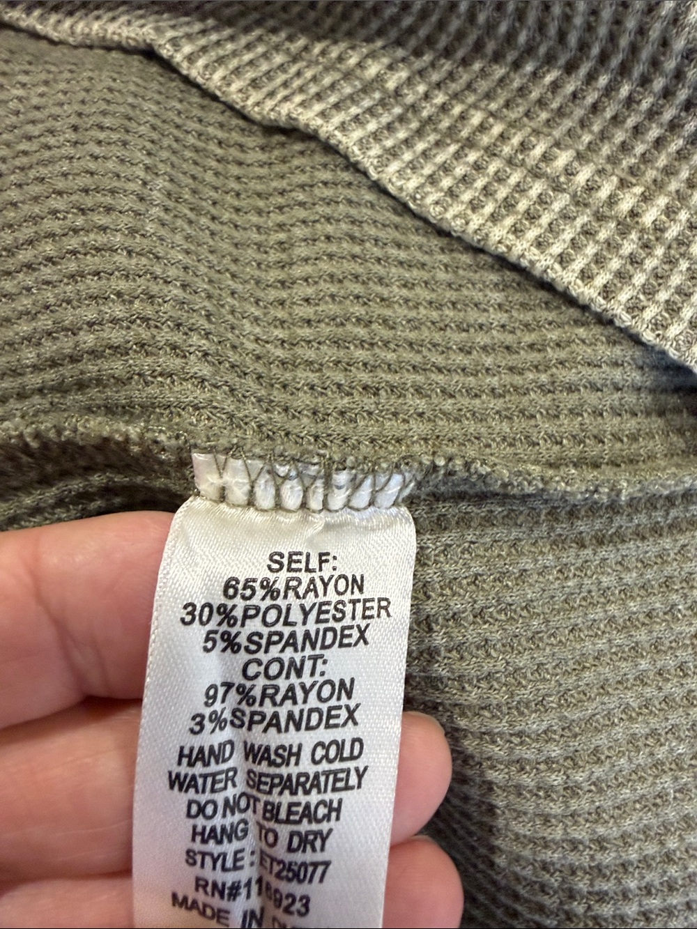 easel Olive Waffle Knit Long Sleeve Top - Picture 6 of 6